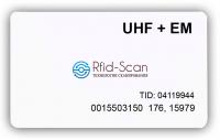RFID карта комбинированная UHF + EM-Marine, ISO (с номером)